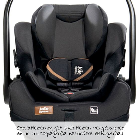 Joie Signature Babyschale i-Level Recline i-Size mit Isofix-Basis ab Geburt - 13 kg (40 cn - 85 cm) Neigungswinkel 157°, Sitzverkleinerer & Sonnenverdeck & Polsterschutz - Signature - Eclipse