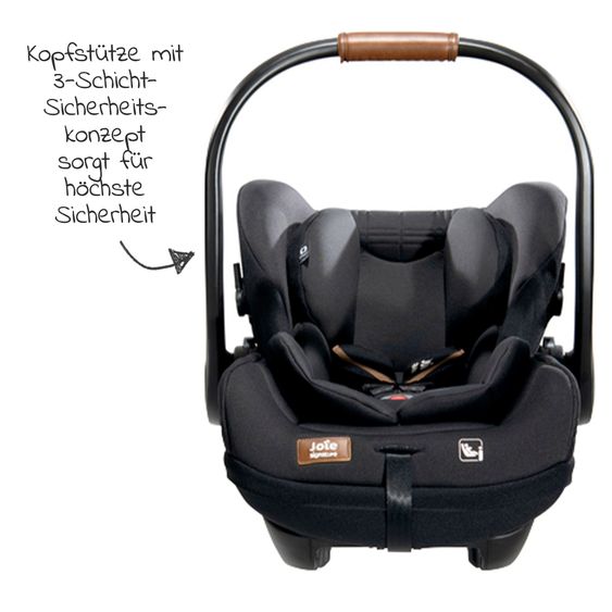 Joie Signature Babyschale i-Level Recline i-Size mit Isofix-Basis ab Geburt - 13 kg (40 cn - 85 cm) Neigungswinkel 157°, Sitzverkleinerer & Sonnenverdeck & Polsterschutz - Signature - Eclipse
