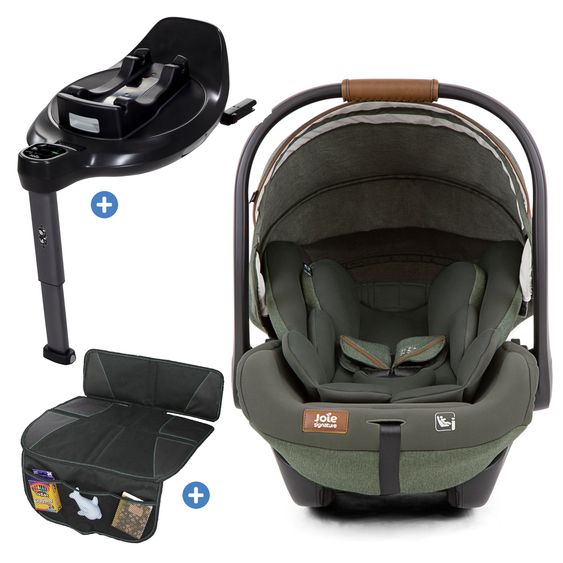 Joie Signature Babyschale i-Level Recline i-Size mit Isofix-Basis ab Geburt - 13 kg (40 cn - 85 cm) Neigungswinkel 157°, Sitzverkleinerer & Sonnenverdeck & Polsterschutz - Signature - Pine