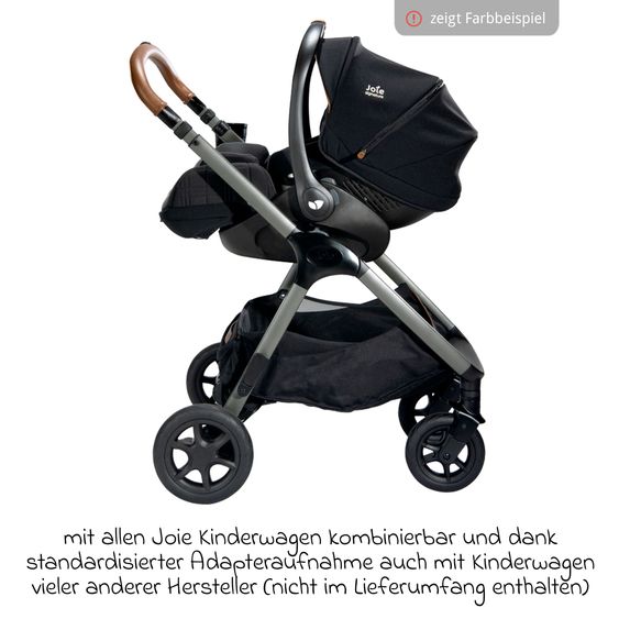 Joie Signature Babyschale i-Level Recline i-Size mit Isofix-Basis ab Geburt - 13 kg (40 cn - 85 cm) Neigungswinkel 157°, Sitzverkleinerer & Sonnenverdeck & Polsterschutz - Signature - Pine