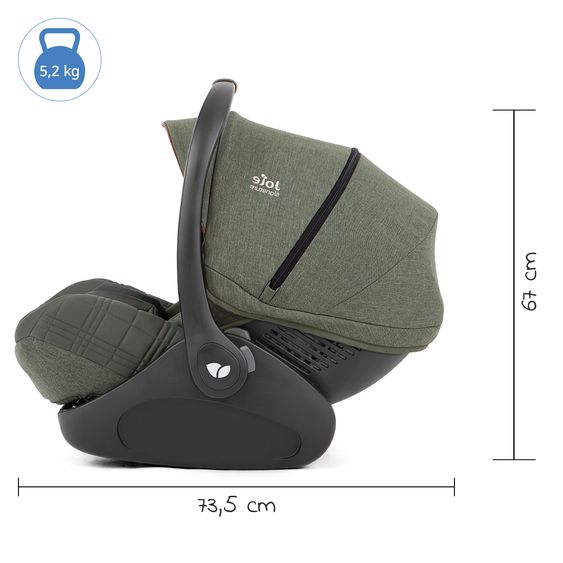 Joie Signature Babyschale i-Level Recline i-Size mit Isofix-Basis ab Geburt - 13 kg (40 cn - 85 cm) Neigungswinkel 157°, Sitzverkleinerer & Sonnenverdeck & Polsterschutz - Signature - Pine