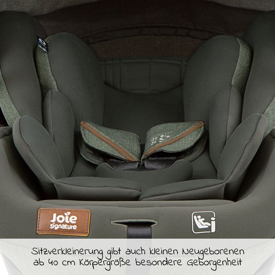 Joie Signature Babyschale i-Level Recline i-Size mit Isofix-Basis ab Geburt - 13 kg (40 cn - 85 cm) Neigungswinkel 157°, Sitzverkleinerer & Sonnenverdeck & Polsterschutz - Signature - Pine