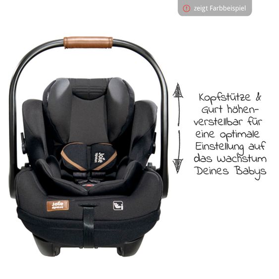 Joie Signature Babyschale i-Level Recline i-Size mit Isofix-Basis ab Geburt - 13 kg (40 cn - 85 cm) Neigungswinkel 157°, Sitzverkleinerer & Sonnenverdeck & Polsterschutz - Signature - Pine