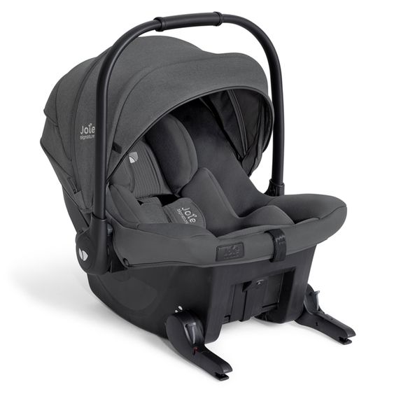 Joie Signature Babyschale Sprint R129 ab Geburt - 13 kg (40 cm -75 cm) inkl. Sitzverkleinerer, Sonnenverdeck & Isofix-Konnektoren - Signature - Ebony