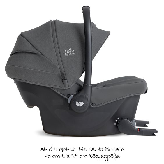 Joie Signature Babyschale Sprint R129 ab Geburt - 13 kg (40 cm -75 cm) inkl. Sitzverkleinerer, Sonnenverdeck & Isofix-Konnektoren - Signature - Ebony