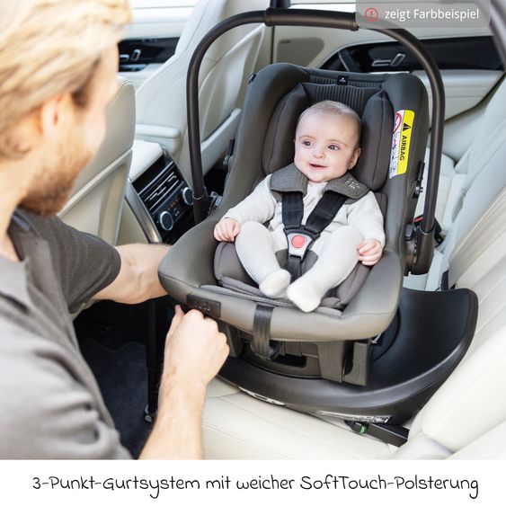 Joie Signature Babyschale Sprint R129 ab Geburt - 13 kg (40 cm -75 cm) inkl. Sitzverkleinerer, Sonnenverdeck & Isofix-Konnektoren - Signature - Ebony