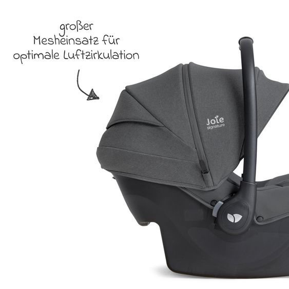 Joie Signature Babyschale Sprint R129 ab Geburt - 13 kg (40 cm -75 cm) inkl. Sitzverkleinerer, Sonnenverdeck & Isofix-Konnektoren - Signature - Ebony