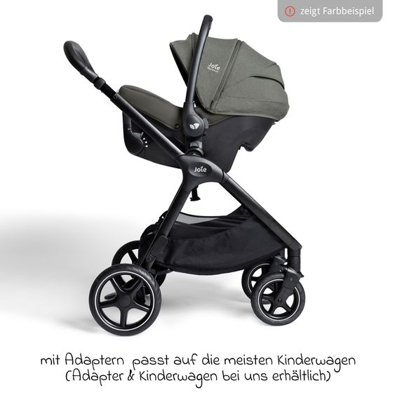 Joie Signature Babyschale Sprint R129 ab Geburt - 13 kg (40 cm -75 cm) inkl. Sitzverkleinerer, Sonnenverdeck & Isofix-Konnektoren - Signature - Ebony