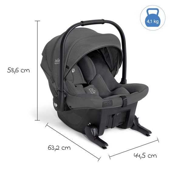 Joie Signature Babyschale Sprint R129 ab Geburt - 13 kg (40 cm -75 cm) inkl. Sitzverkleinerer, Sonnenverdeck & Isofix-Konnektoren - Signature - Ebony