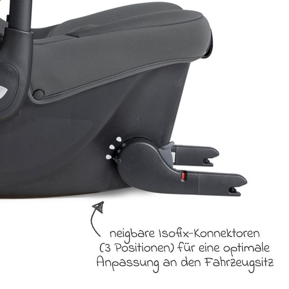 Joie Signature Babyschale Sprint R129 ab Geburt - 13 kg (40 cm -75 cm) inkl. Sitzverkleinerer, Sonnenverdeck & Isofix-Konnektoren - Signature - Ebony