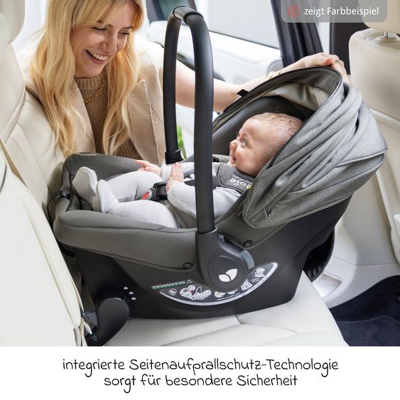 Joie Signature Babyschale Sprint R129 ab Geburt - 13 kg (40 cm -75 cm) inkl. Sitzverkleinerer, Sonnenverdeck & Isofix-Konnektoren - Signature - Ebony