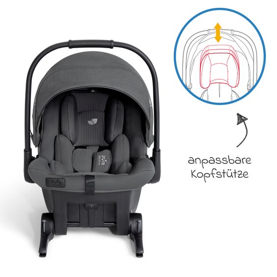 Joie Signature Babyschale Sprint R129 ab Geburt - 13 kg (40 cm -75 cm) inkl. Sitzverkleinerer, Sonnenverdeck & Isofix-Konnektoren - Signature - Ebony