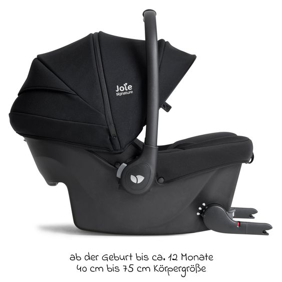 Joie Signature Babyschale Sprint R129 ab Geburt - 13 kg (40 cm -75 cm) inkl. Sitzverkleinerer, Sonnenverdeck & Isofix-Konnektoren - Signature - Eclipse