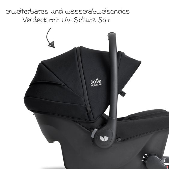 Joie Signature Babyschale Sprint R129 ab Geburt - 13 kg (40 cm -75 cm) inkl. Sitzverkleinerer, Sonnenverdeck & Isofix-Konnektoren - Signature - Eclipse