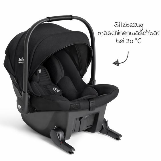 Joie Signature Babyschale Sprint R129 ab Geburt - 13 kg (40 cm -75 cm) inkl. Sitzverkleinerer, Sonnenverdeck & Isofix-Konnektoren - Signature - Eclipse