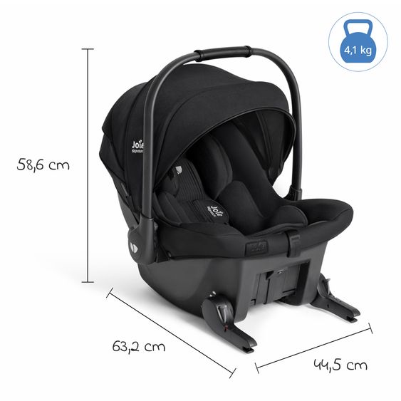 Joie Signature Babyschale Sprint R129 ab Geburt - 13 kg (40 cm -75 cm) inkl. Sitzverkleinerer, Sonnenverdeck & Isofix-Konnektoren - Signature - Eclipse