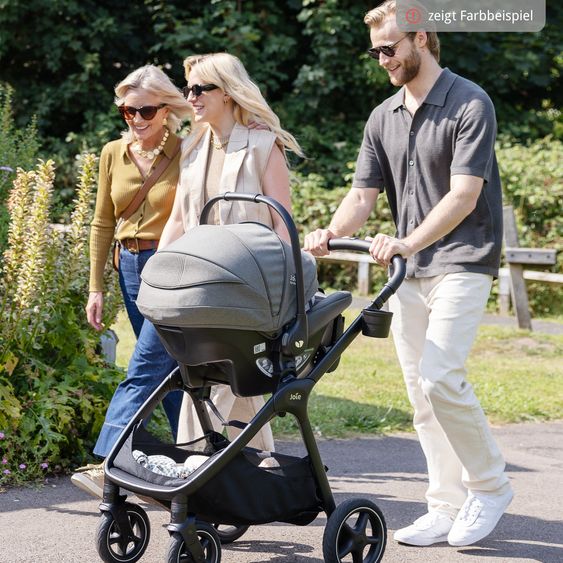 Joie Signature Babyschale Sprint R129 ab Geburt - 13 kg (40 cm -75 cm) inkl. Sitzverkleinerer, Sonnenverdeck & Isofix-Konnektoren - Signature - Eclipse