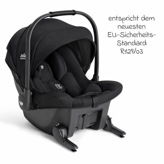 Joie Signature Babyschale Sprint R129 ab Geburt - 13 kg (40 cm -75 cm) inkl. Sitzverkleinerer, Sonnenverdeck & Isofix-Konnektoren - Signature - Eclipse