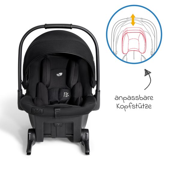 Joie Signature Babyschale Sprint R129 ab Geburt - 13 kg (40 cm -75 cm) inkl. Sitzverkleinerer, Sonnenverdeck & Isofix-Konnektoren - Signature - Eclipse