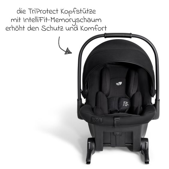 Joie Signature Babyschale Sprint R129 ab Geburt - 13 kg (40 cm -75 cm) inkl. Sitzverkleinerer, Sonnenverdeck & Isofix-Konnektoren - Signature - Eclipse