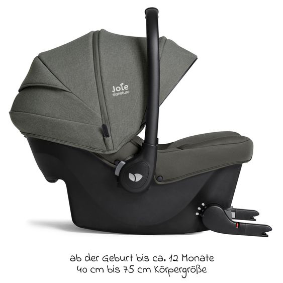 Joie Signature Babyschale Sprint R129 ab Geburt - 13 kg (40 cm -75 cm) inkl. Sitzverkleinerer, Sonnenverdeck & Isofix-Konnektoren - Signature - Evergreen