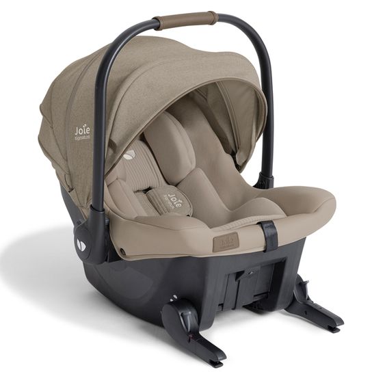 Joie Signature Babyschale Sprint R129 ab Geburt - 13 kg (40 cm -75 cm) inkl. Sitzverkleinerer, Sonnenverdeck & Isofix-Konnektoren - Signature - Sandstone