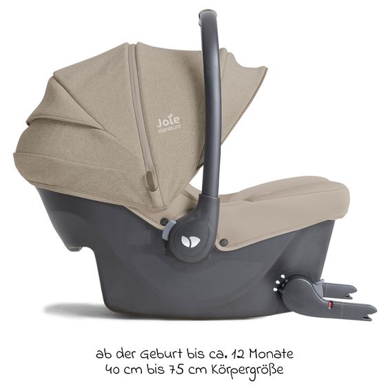 Joie Signature Babyschale Sprint R129 ab Geburt - 13 kg (40 cm -75 cm) inkl. Sitzverkleinerer, Sonnenverdeck & Isofix-Konnektoren - Signature - Sandstone