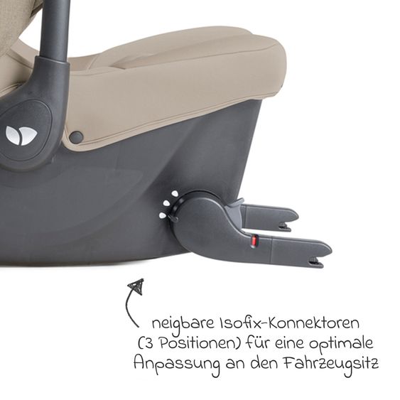 Joie Signature Babyschale Sprint R129 ab Geburt - 13 kg (40 cm -75 cm) inkl. Sitzverkleinerer, Sonnenverdeck & Isofix-Konnektoren - Signature - Sandstone