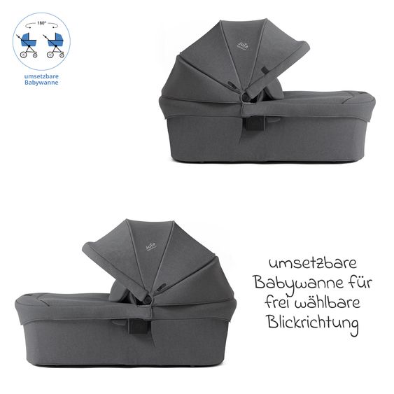 Joie Signature Babywanne Ramble XL für Versiti mit Mesh-Einsatz, Matratze & Regenschutz - Ebony