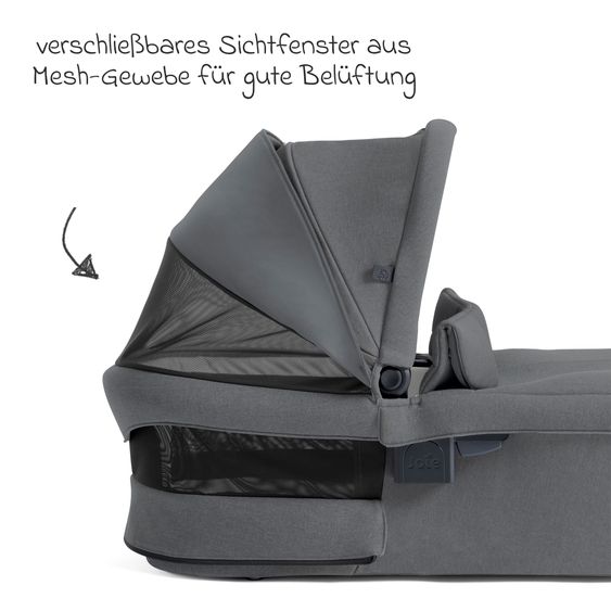 Joie Signature Babywanne Ramble XL für Versiti mit Mesh-Einsatz, Matratze & Regenschutz - Ebony