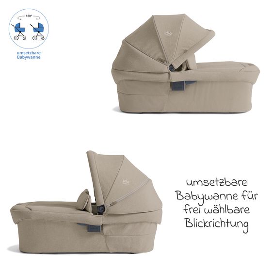 Joie Signature Babywanne Ramble XL für Versiti mit Mesh-Einsatz, Matratze & Regenschutz - Sandstone