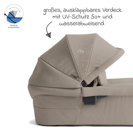 Joie Signature Babywanne Ramble XL für Versiti mit Mesh-Einsatz, Matratze & Regenschutz - Sandstone