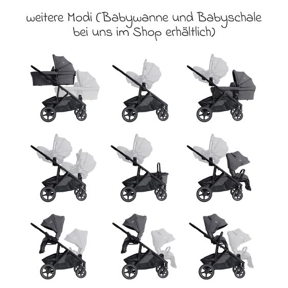 Joie Signature Geschwistersitz / Zweitsportsitz für Versiti bis 4 Jahre mit Liegeposition inkl. Regenschutz - Ebony