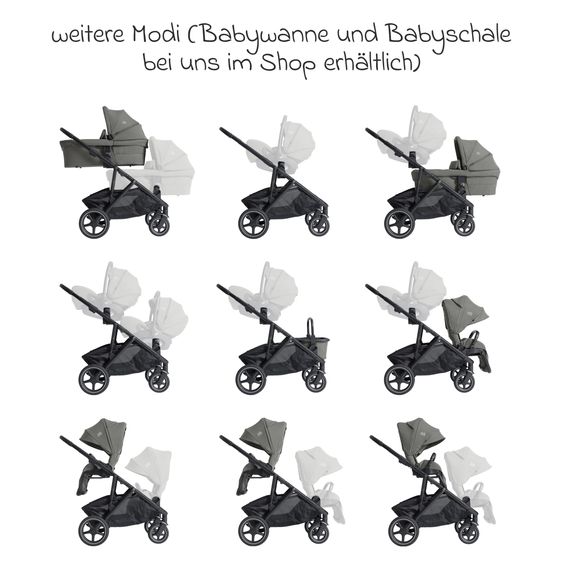 Joie Signature Geschwistersitz / Zweitsportsitz für Versiti bis 4 Jahre mit Liegeposition inkl. Regenschutz - Evergreen