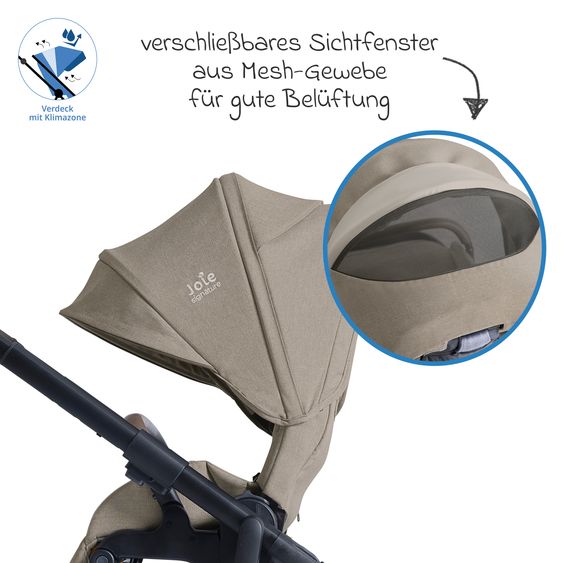 Joie Signature Geschwistersitz / Zweitsportsitz für Versiti bis 4 Jahre mit Liegeposition inkl. Regenschutz - Sandstone