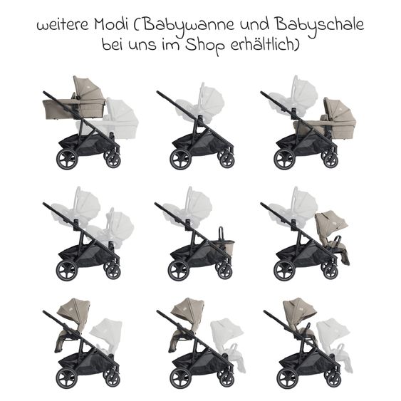 Joie Signature Geschwistersitz / Zweitsportsitz für Versiti bis 4 Jahre mit Liegeposition inkl. Regenschutz - Sandstone