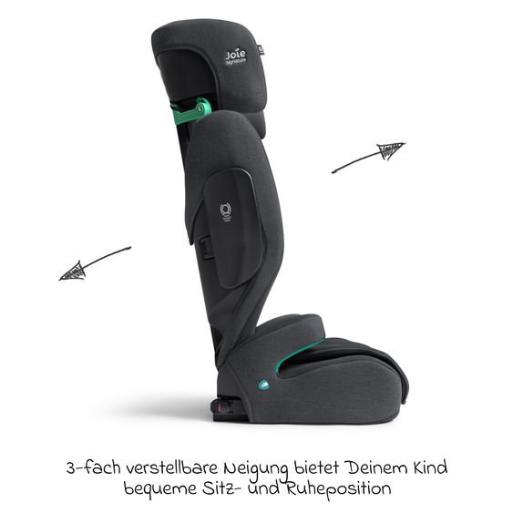 Joie Signature Kindersitz i-Traver i-Size ab 3,5 Jahre - 12 Jahre (100 cm-150 cm) inkl. Isofix - Signature - Ebony