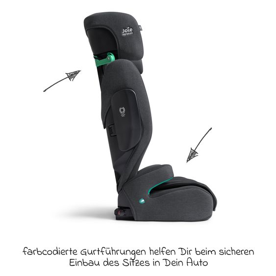 Joie Signature Kindersitz i-Traver i-Size ab 3,5 Jahre - 12 Jahre (100 cm-150 cm) inkl. Isofix - Signature - Ebony