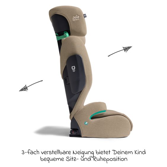 Joie Signature Kindersitz i-Traver i-Size ab 3,5 Jahre - 12 Jahre (100 cm-150 cm) inkl. Isofix - Signature - Sandstone