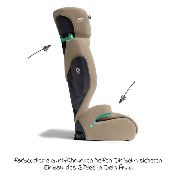 Joie Signature Kindersitz i-Traver i-Size ab 3,5 Jahre - 12 Jahre (100 cm-150 cm) inkl. Isofix - Signature - Sandstone