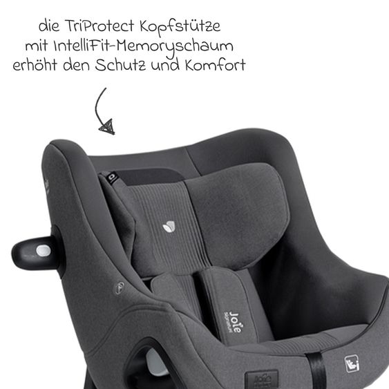 Joie Signature Reboarder-Kindersitz i-Harbour E i-Size 360° drehbar ab 6 Monate - 4 Jahre (61 cm -105 cm) & Sommer-Bezug aus Mesh - Signature - Ebony