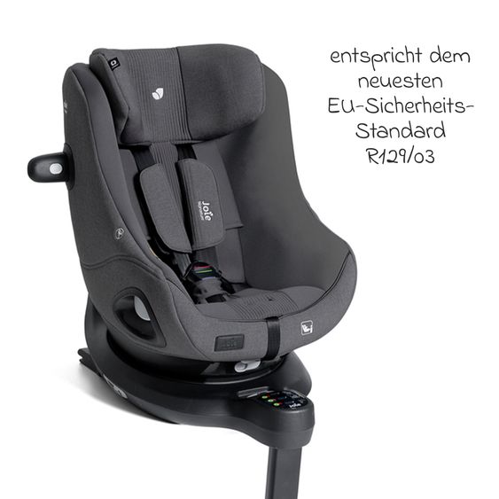 Joie Signature Reboarder-Kindersitz i-Harbour E i-Size 360° drehbar ab 6 Monate - 4 Jahre (61 cm -105 cm) & Sommer-Bezug aus Mesh - Signature - Ebony