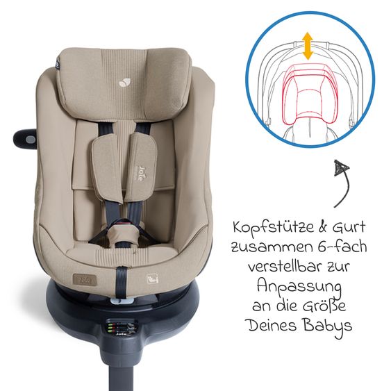 Joie Signature Reboarder-Kindersitz i-Harbour E i-Size 360° drehbar ab 6 Monate - 4 Jahre (61 cm -105 cm) & Sommer-Bezug aus Mesh - Signature - Sandstone