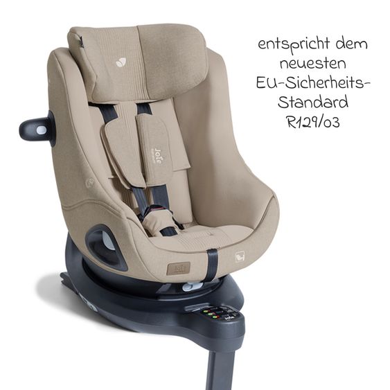 Joie Signature Reboarder-Kindersitz i-Harbour E i-Size 360° drehbar ab 6 Monate - 4 Jahre (61 cm -105 cm) & Sommer-Bezug aus Mesh - Signature - Sandstone