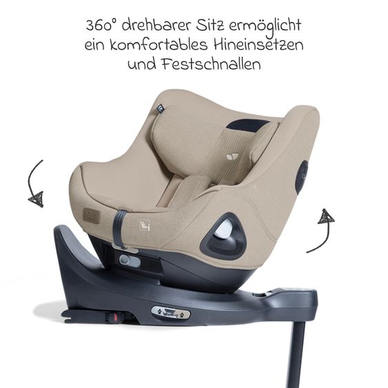 Joie Signature Reboarder-Kindersitz i-Harbour E i-Size 360° drehbar ab 6 Monate - 4 Jahre (61 cm -105 cm) & Sommer-Bezug aus Mesh - Signature - Sandstone