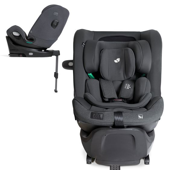 Joie Signature Reboarder-Kindersitz i-Spin XL i-Size 360° drehbar ab Geburt - 12 Jahre (40 cm -150 cm) inkl. Sitzverkleinerer & Isofix-Basis - Signature - Ebony