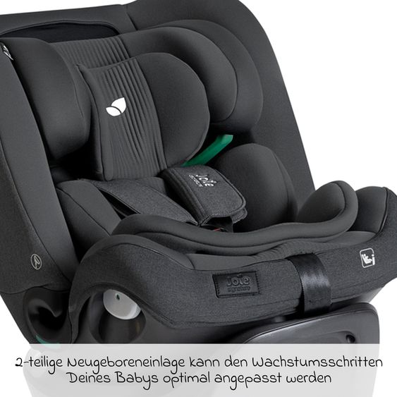 Joie Signature Reboarder-Kindersitz i-Spin XL i-Size 360° drehbar ab Geburt - 12 Jahre (40 cm -150 cm) inkl. Sitzverkleinerer & Isofix-Basis - Signature - Ebony