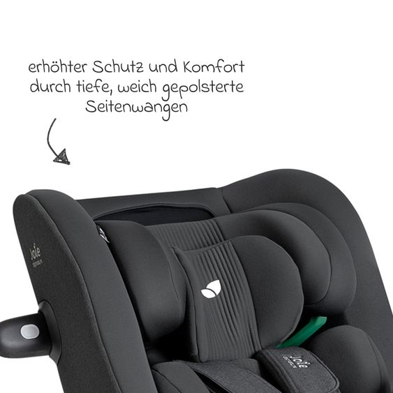 Joie Signature Reboarder-Kindersitz i-Spin XL i-Size 360° drehbar ab Geburt - 12 Jahre (40 cm -150 cm) inkl. Sitzverkleinerer & Isofix-Basis - Signature - Ebony