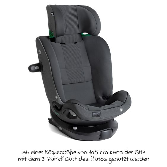 Joie Signature Reboarder-Kindersitz i-Spin XL i-Size 360° drehbar ab Geburt - 12 Jahre (40 cm -150 cm) inkl. Sitzverkleinerer & Isofix-Basis - Signature - Ebony