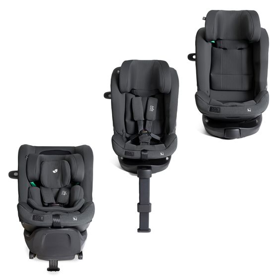 Joie Signature Reboarder-Kindersitz i-Spin XL i-Size 360° drehbar ab Geburt - 12 Jahre (40 cm -150 cm) inkl. Sitzverkleinerer & Isofix-Basis - Signature - Ebony